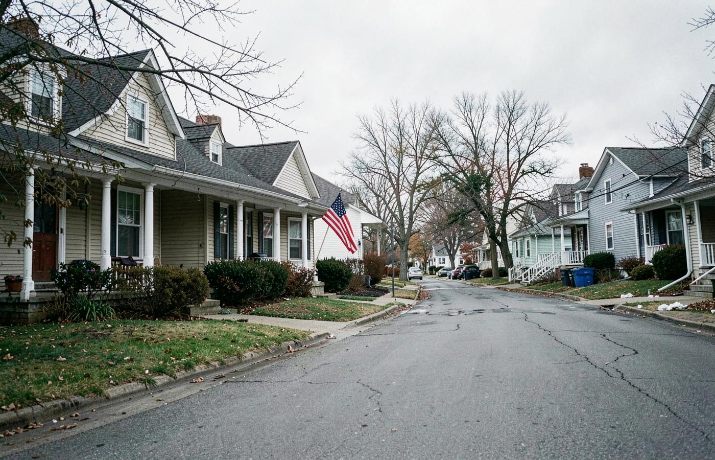 A quiet residential street in an American town